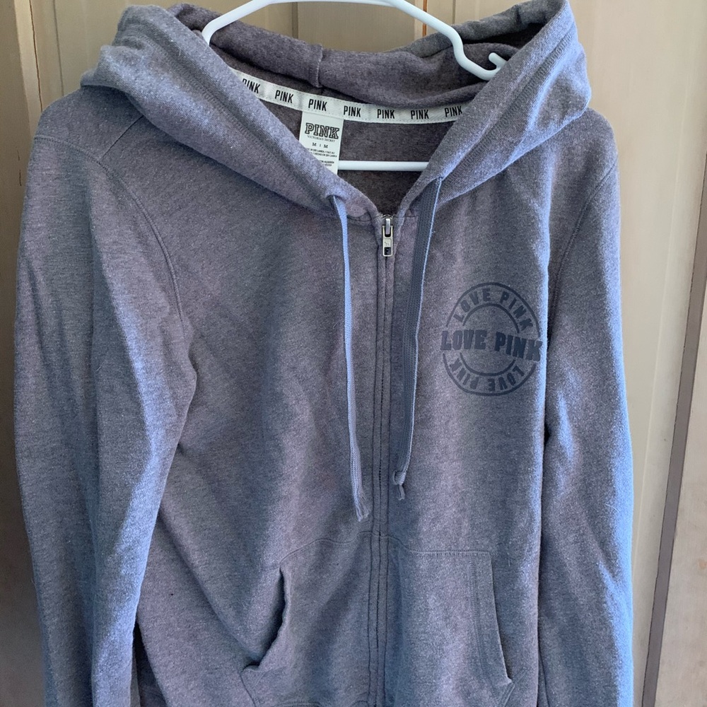 Gray PINK Zip-up Sweatshirt